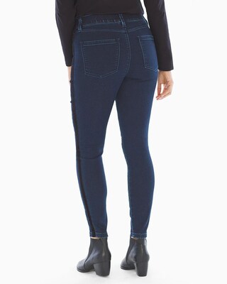 Slimming 5 Pocket Tuxedo Stripe Jeans Indigo