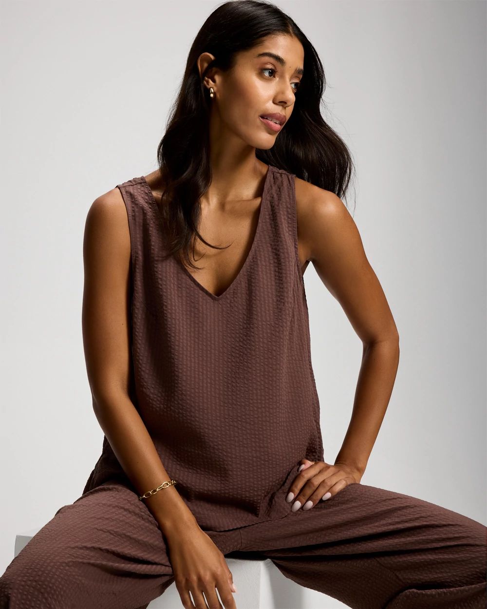 Textured Stripe Relaxed Tank click to view larger image.