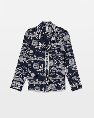 Cool Nights Long Sleeve Notch Collar with Piped Placket Pajama Top click to view larger image.