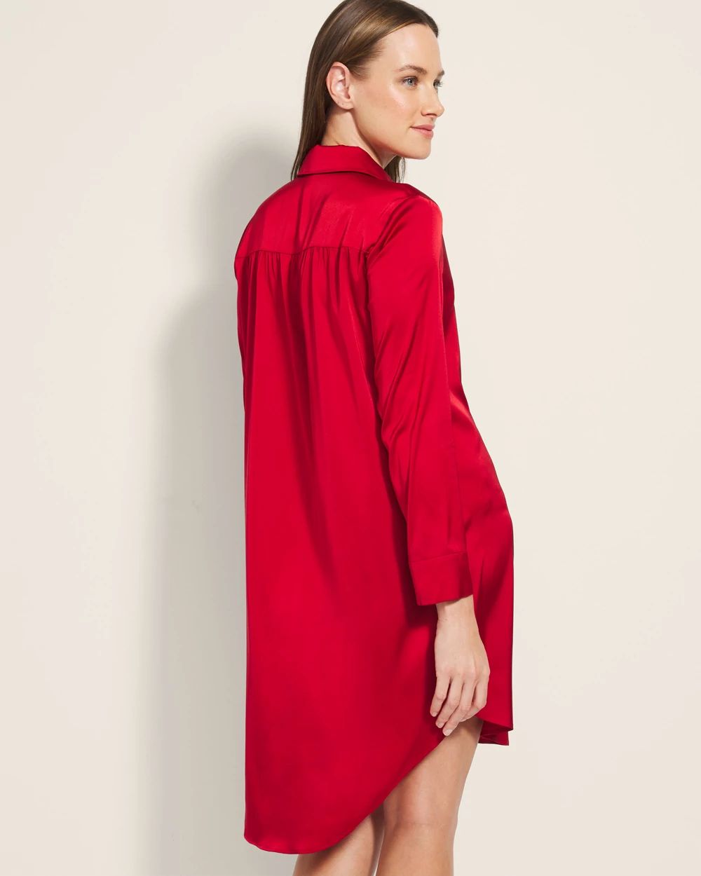 Satin Button Front Sleepshirt