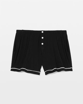 Solid Piped Pajama Shorts click to view larger image.