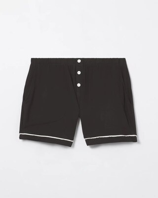 Solid Piped Pajama Shorts click to view larger image.