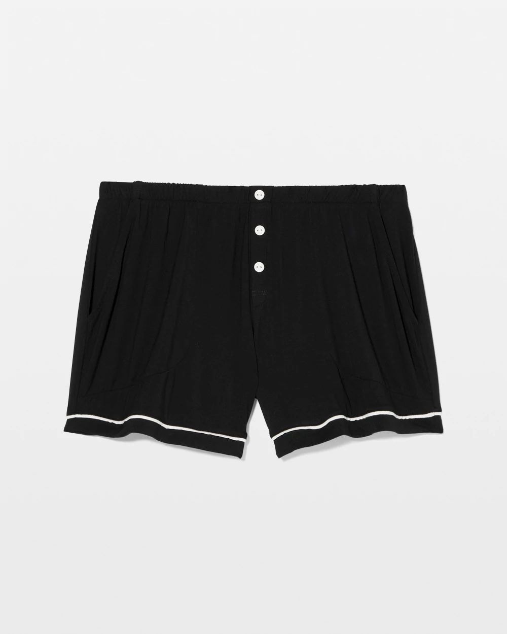 Cool Nights Solid Piped Pajama Shorts