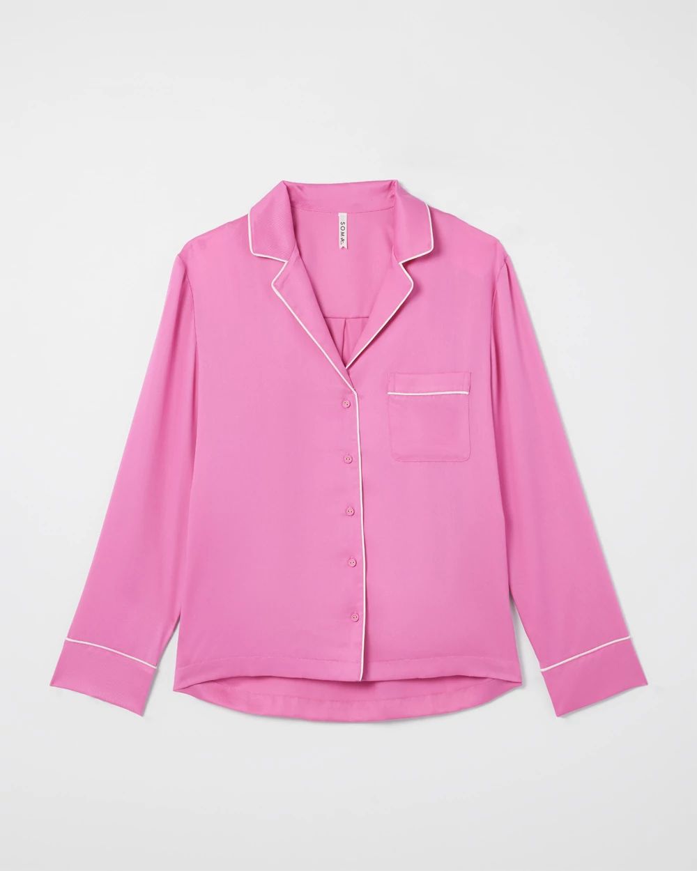 Long-Sleeve Notch Collar Pajama Top click to view larger image.