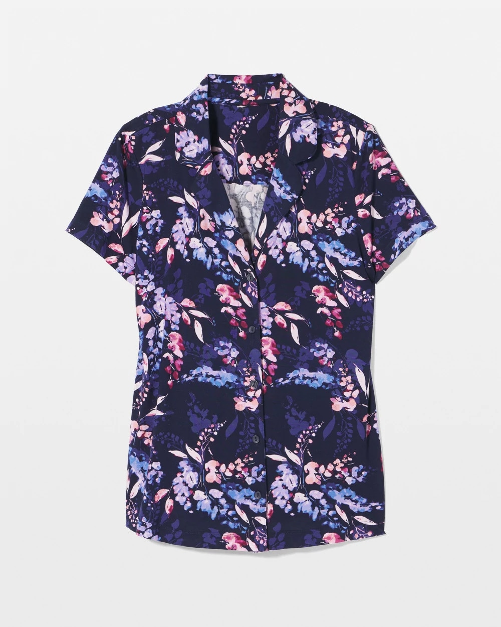 Short Sleeve Notch Collar Pajama Top