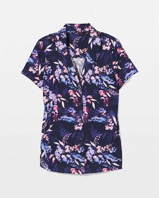 Short Sleeve Notch Collar Pajama Top click to view larger image.