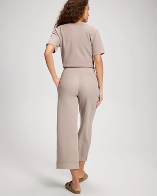 Slub French Terry Relaxed Wide Leg Ankle Pants click to view larger image.