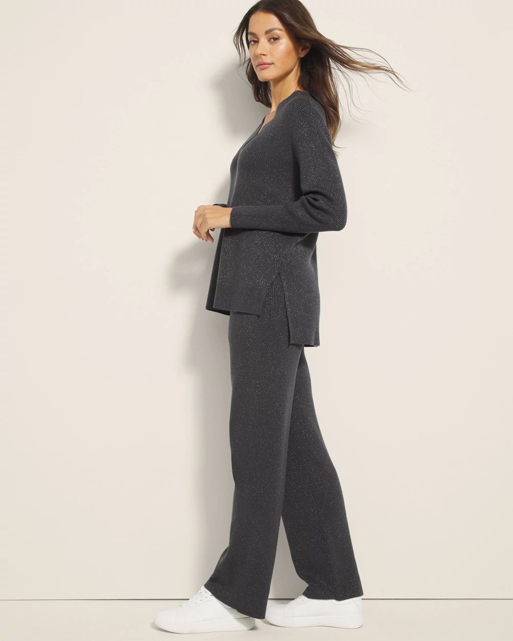 Lurex Straight Leg Sweater Pant