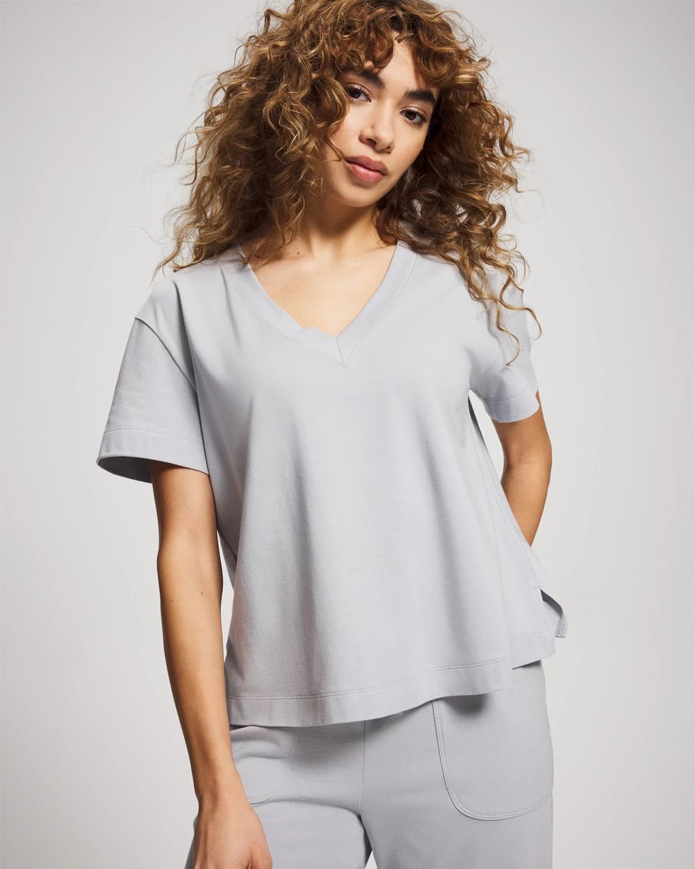 Most Loved Cotton Relaxed V-Neck Short Sleeve Pajama Tee