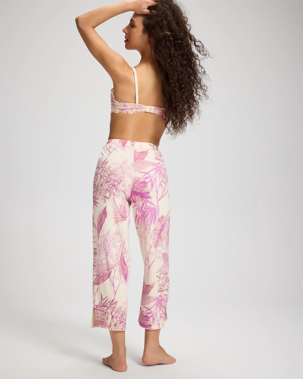 Relaxed Pom Trim Crop Pajama Pants click to view larger image.