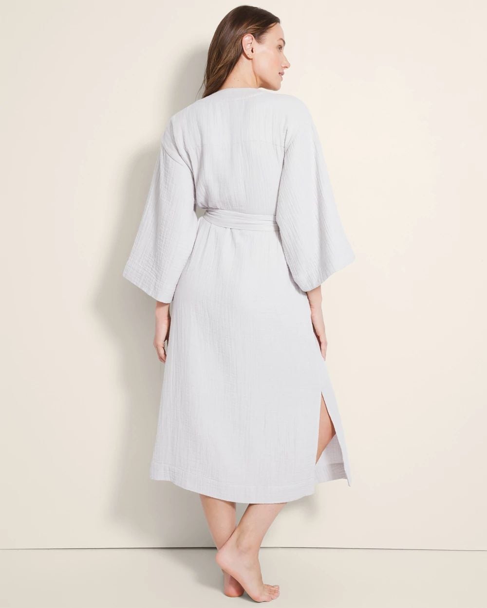 Textured Cotton Long Robe