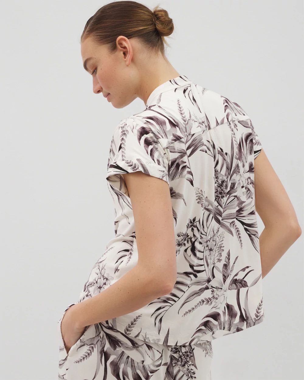 Cool Nights Short-Sleeve Button-Front Pajama Top
