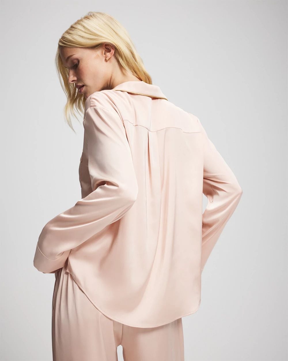 Long Sleeve Notch Collar Pajama Top click to view larger image.