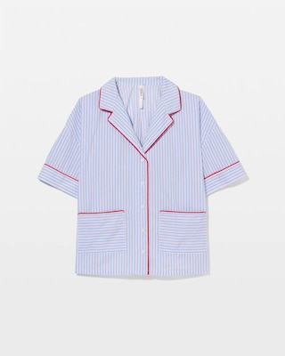 Relaxed Short-Sleeve Noch Collar Pajama Top click to view larger image.