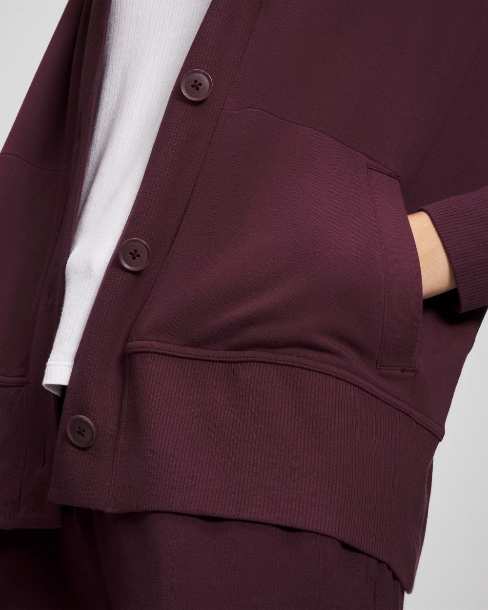 Ultrasoft Fleece Relaxed Button Up Cardigan click to view larger image.