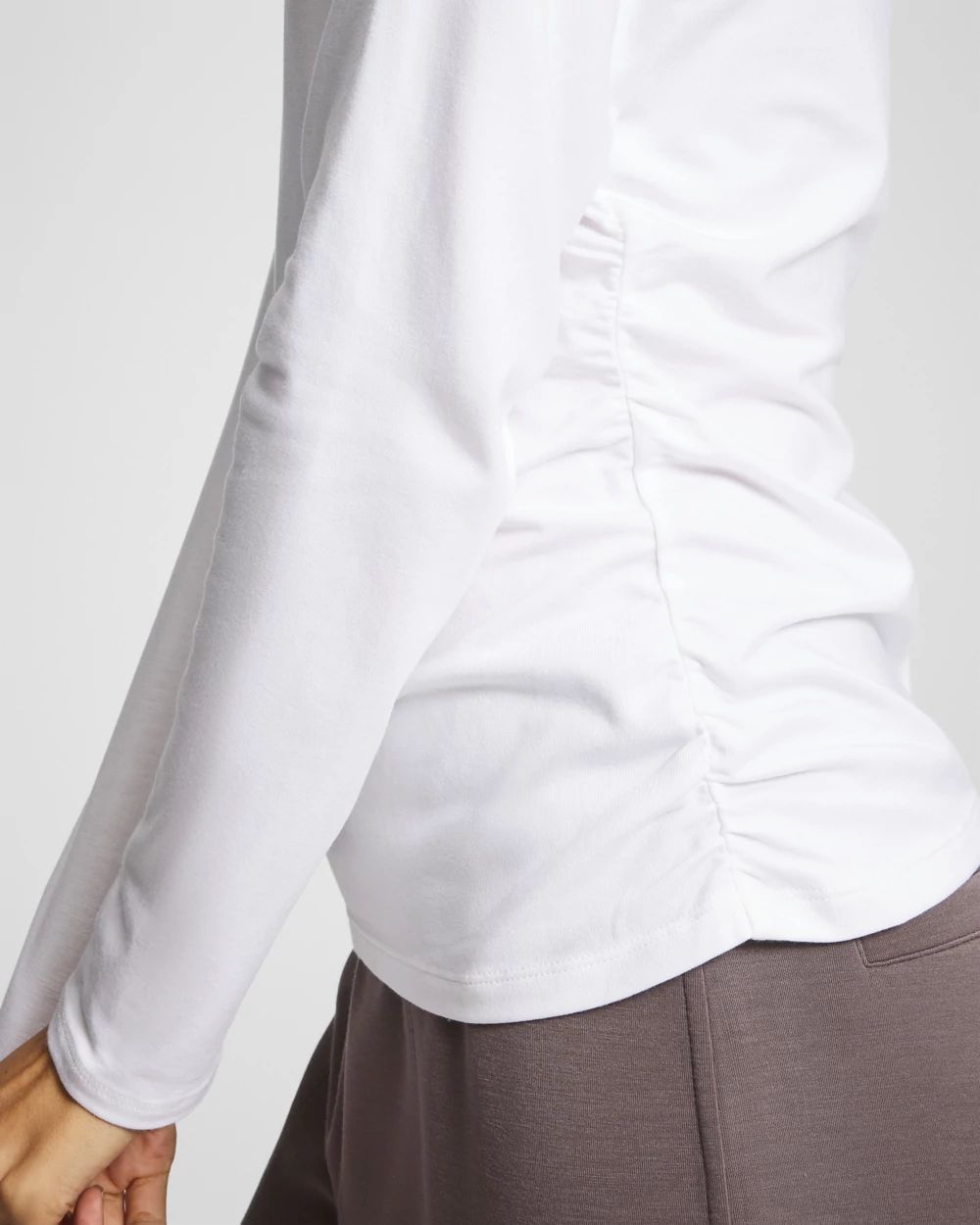 Most Loved Cotton Ruched Long Sleeve Pajama Tee