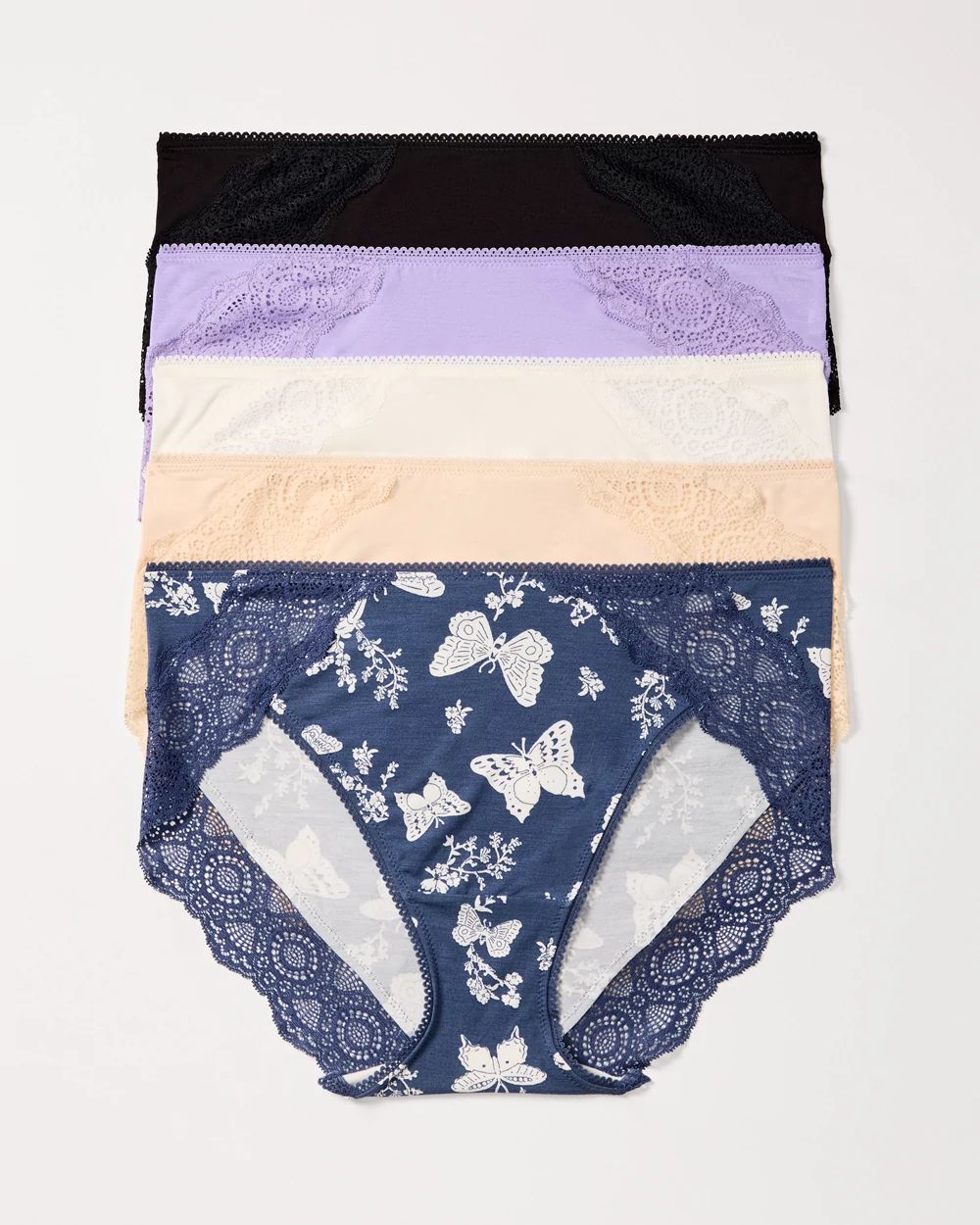 High-Leg Panty with Crochet Lace 5 Pack