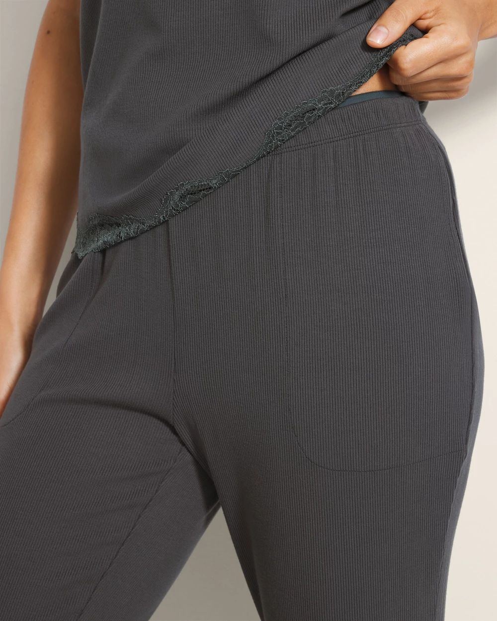 Rib Ankle Pajama Pants click to view larger image.