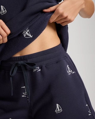 Cotton Terry Relaxed Embroidered Shorts click to view larger image.