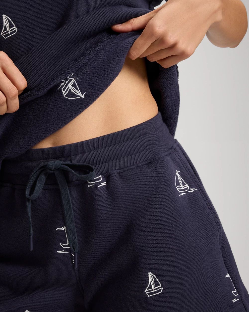 Cotton Terry Relaxed Embroidered Shorts click to view larger image.