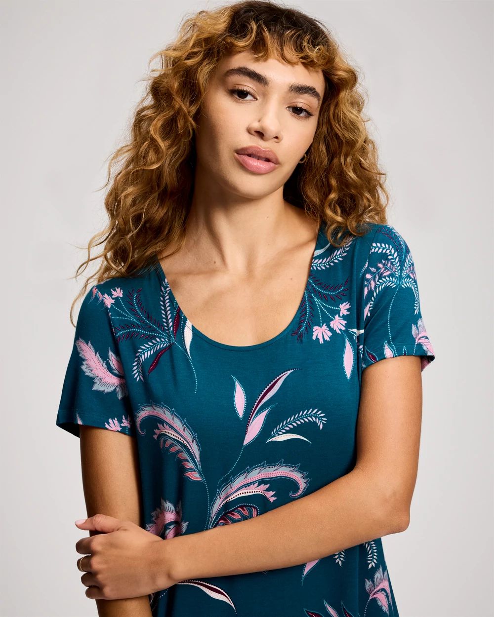 Short Sleeve Scoop Neck Sleepshirt click to view larger image.
