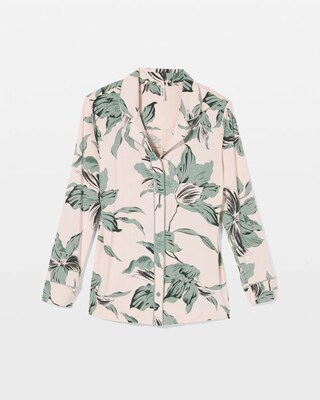 Long-Sleeve Printed Notch Collar Pajama Top click to view larger image.