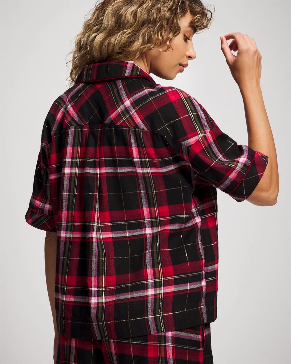 Short Sleeve Notch Collar Pajama Top