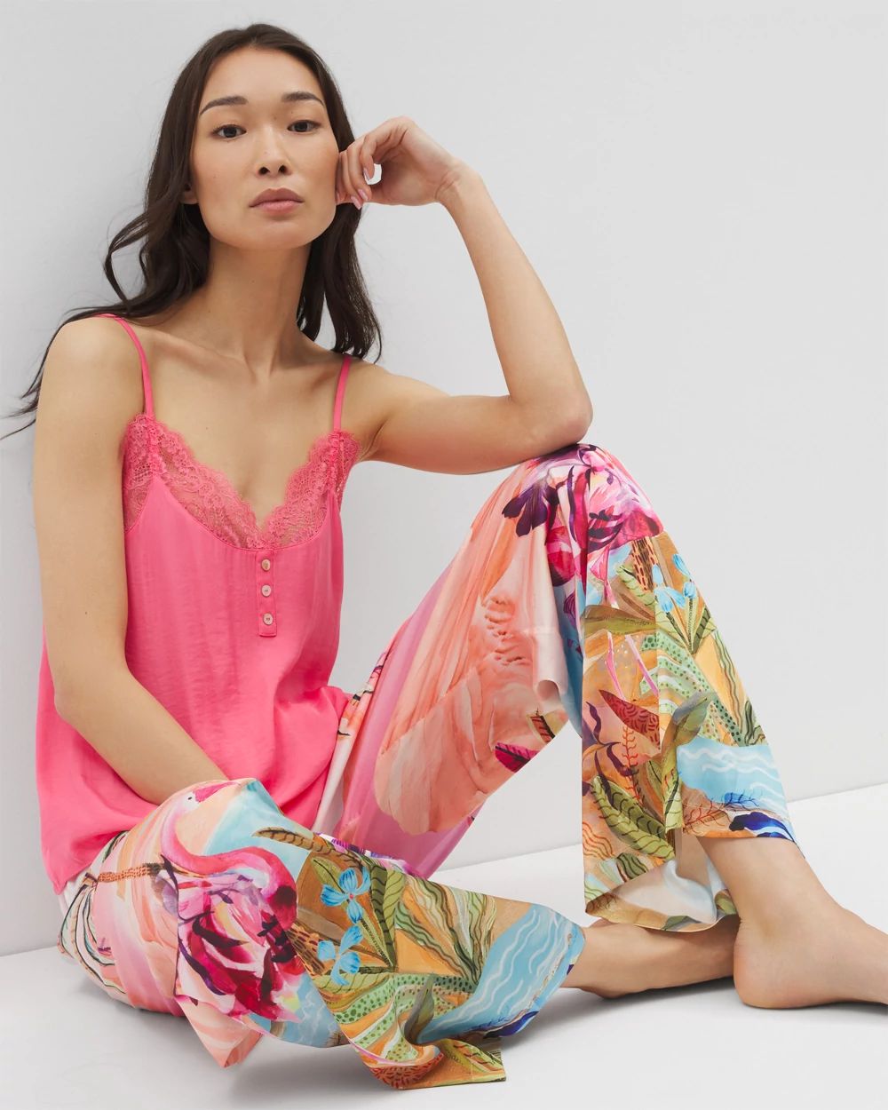 Satin Printed Pajama Pants
