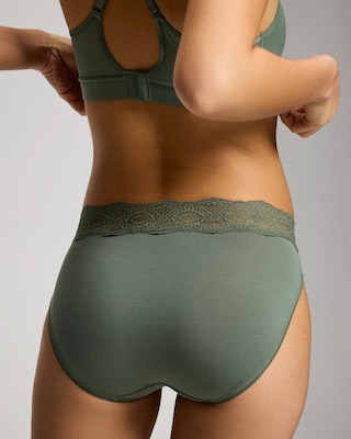 High-Leg Brief Panty with Crochet Lace click to view larger image.