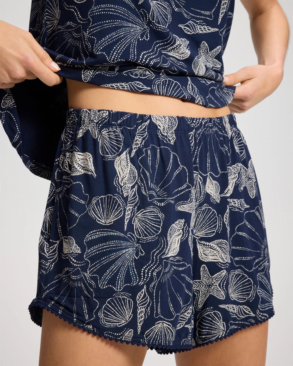 Relaxed Pom Trim Pajama Shorts click to view larger image.