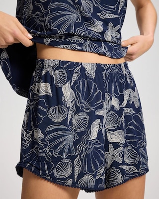 Relaxed Pom Trim Pajama Shorts click to view larger image.
