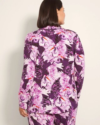 Long-Sleeve Printed Notch Collar Pajama Top click to view larger image.