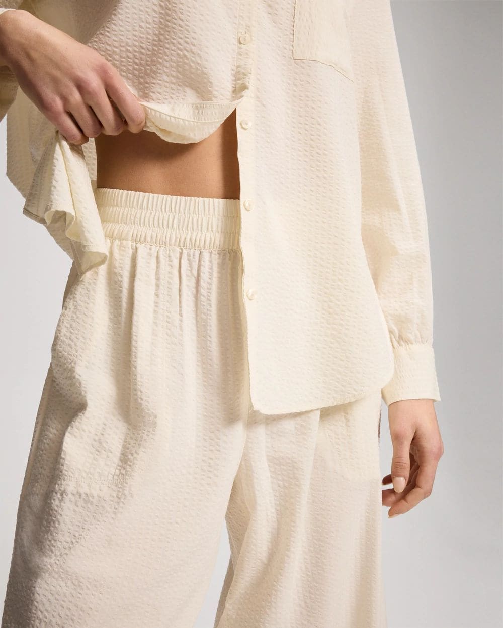 Textured Stripe Relaxed Barrel Pants click to view larger image.
