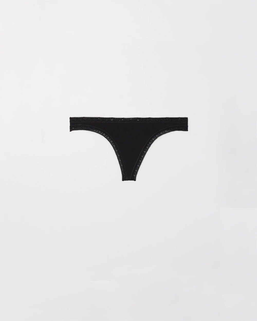 Cotton Thong Panty with Lace Trim