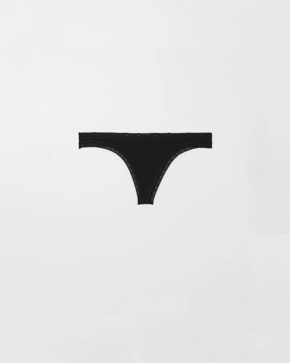 Cotton Thong Panty with Lace Trim click to view larger image.