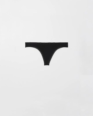 Cotton Thong Panty with Lace Trim click to view larger image.