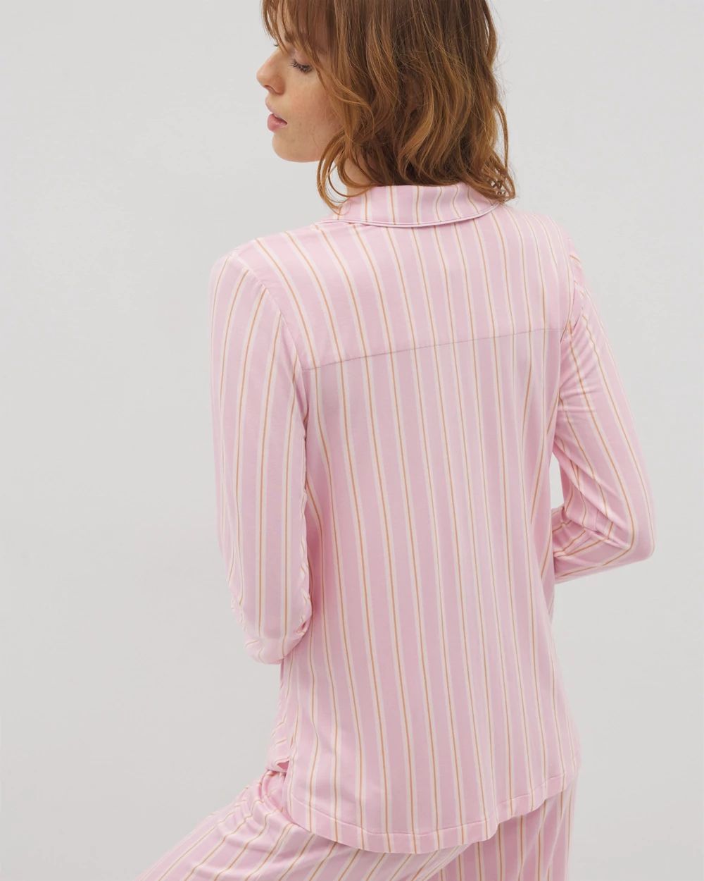 Long-Sleeve Printed Notch Collar Pajama Top click to view larger image.