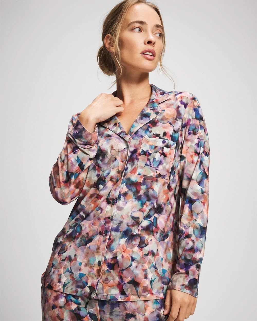 Cool Nights Long-Sleeve Notch Collar Pajama Top