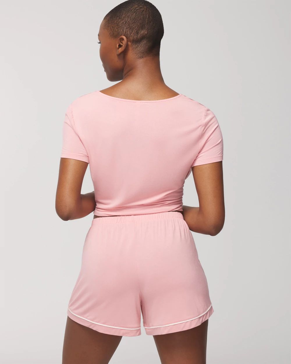 Cool Nights Solid Piped Pajama Shorts