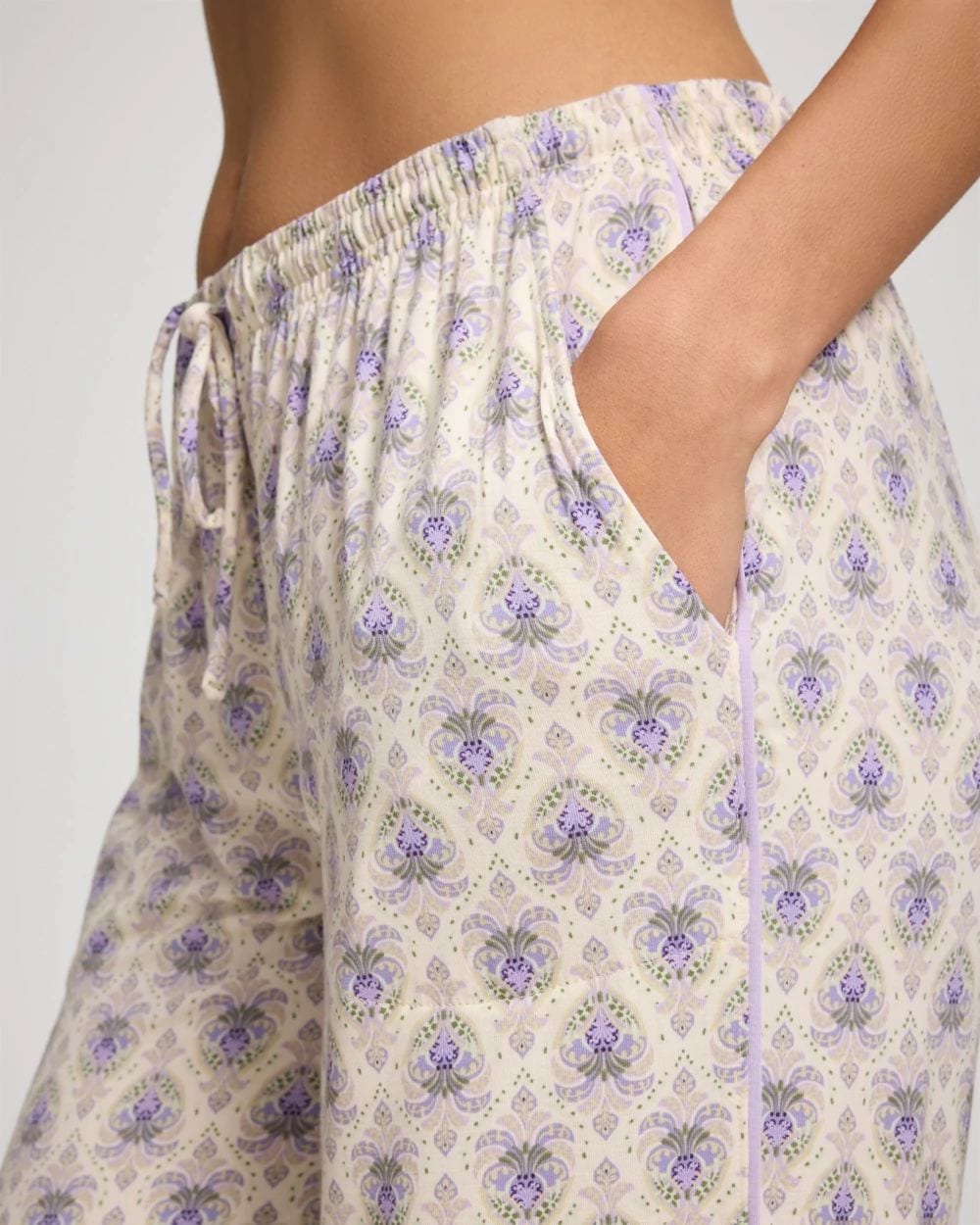 Piped Crop Pajama Pants click to view larger image.