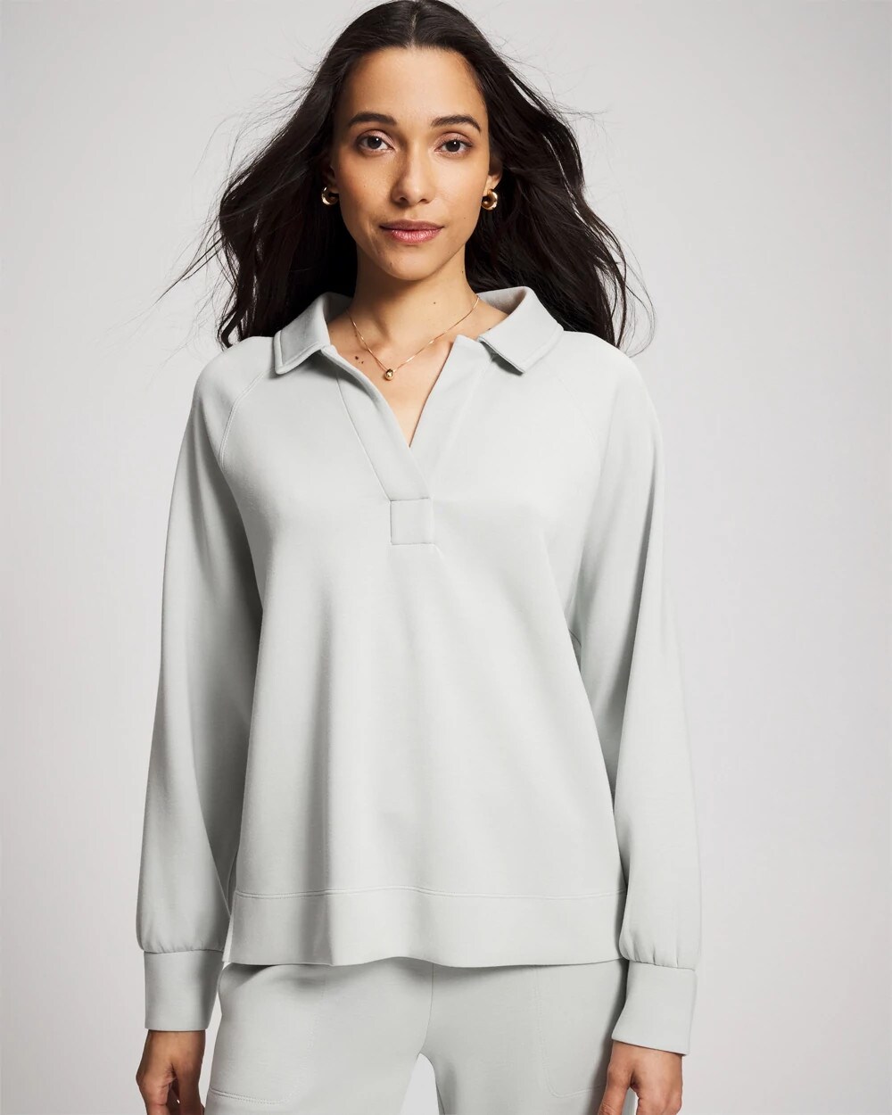 Modern Modal Collared Long Sleeve Top