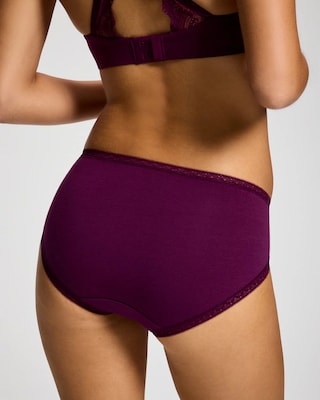 Cotton High-Leg Brief Panty with Lace Trim click to view larger image.