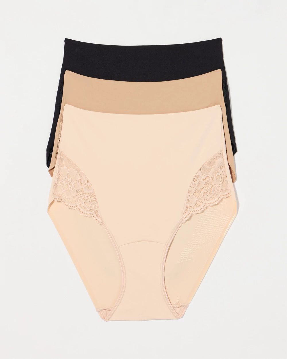 Tummy High-Waist Brief Panty with Lace 3 Pack