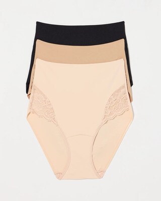 Tummy High-Waist Brief Panty with Lace 3 Pack