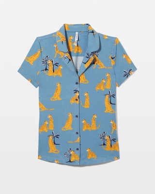 Short Sleeve Notch Collar Pajama Top click to view larger image.