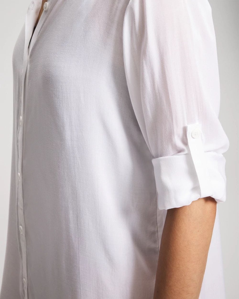 Solid Essentials Button Down Cover-Up Shirt click to view larger image.