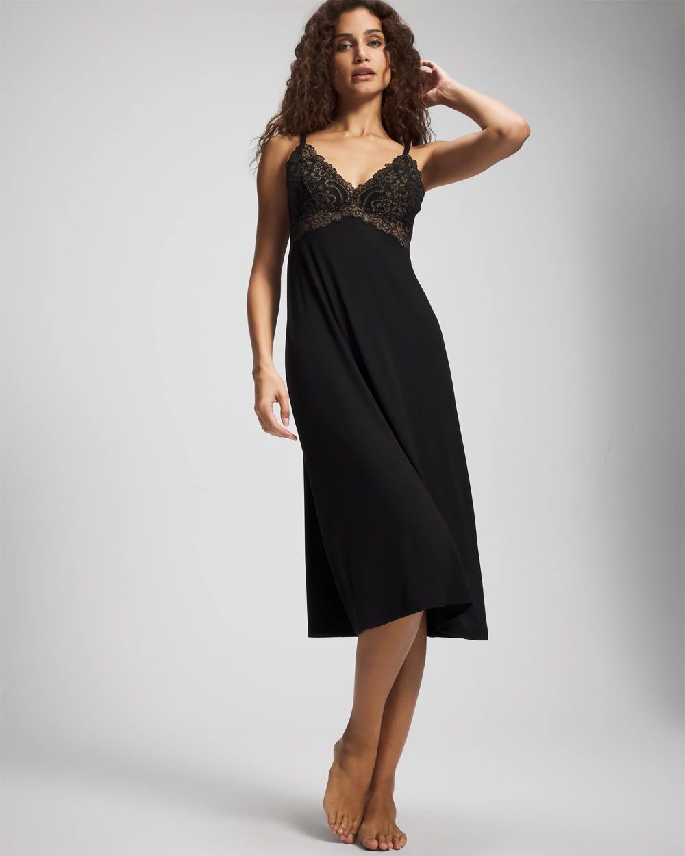 Cool Nights Soft Support Lace Midi Nightgown