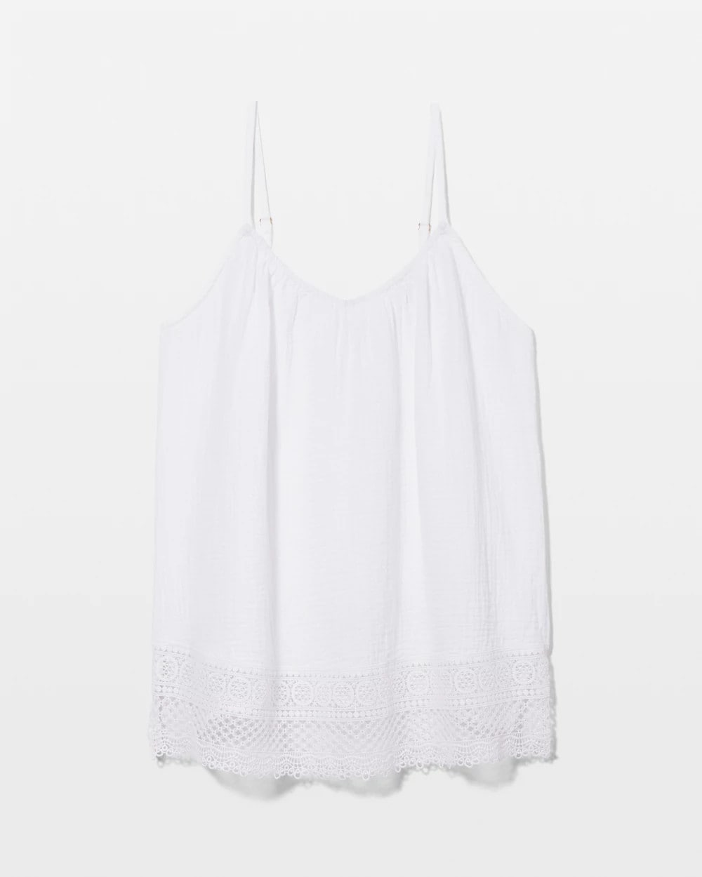 Cotton Gauze Crochet Lace Trim Relaxed Pajama Cami