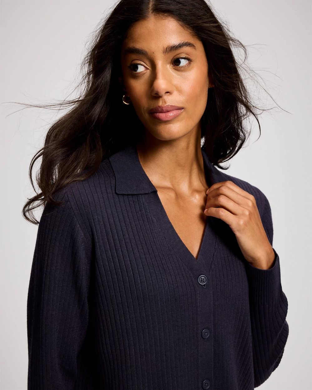 Premier Knit Rib Button-Up Top click to view larger image.