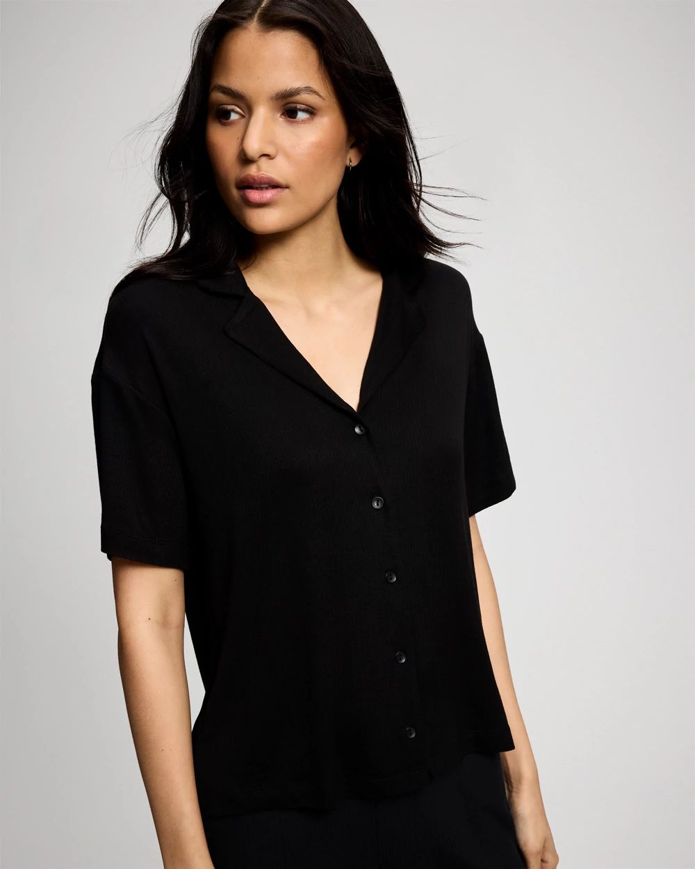 Relaxed Notch Collar Pajama Top